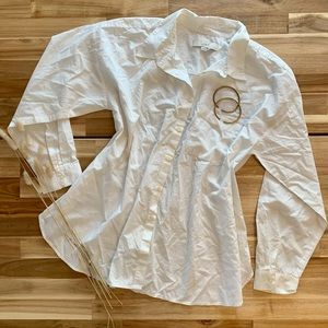 Loft Oversized White Formal Button Down Petite